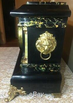 Antique Seth Thomas Adamantine 6 Column Lions Mantle Clock Rebuilt 89C Movement