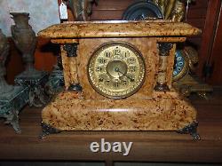 Antique Seth Thomas Adamantine 8 Day Time & Strike Mantel Clock- Runs Fine