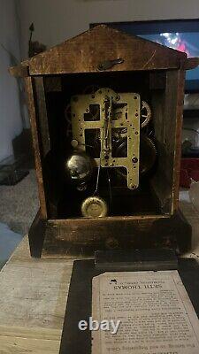 Antique Seth Thomas Adamantine Chiming Mantle Clock & Key 1900s Working