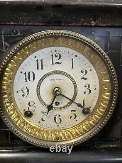 Antique Seth Thomas Adamantine Egyptian Mantel Clock 8-Day, Time/Strike