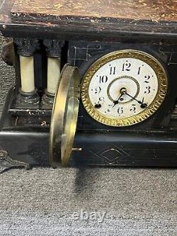 Antique Seth Thomas Adamantine Egyptian Mantel Clock 8-Day, Time/Strike