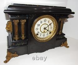 Antique Seth Thomas Adamantine Egyptian Mantel Clock 8-Day, Time/Strike