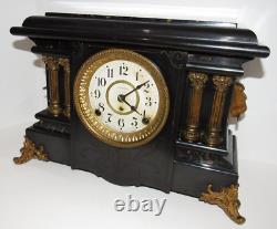 Antique Seth Thomas Adamantine Egyptian Mantel Clock 8-Day, Time/Strike