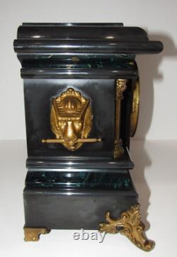 Antique Seth Thomas Adamantine Egyptian Mantel Clock 8-Day, Time/Strike