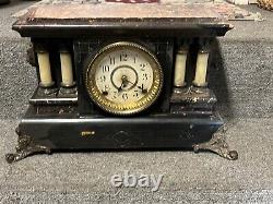 Antique Seth Thomas Adamantine Egyptian Mantel Clock 8-Day, Time/Strike