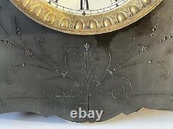 Antique Seth Thomas Adamantine Egyptian Mantel Clock 8-Day, Time/Strike No Key