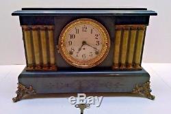 Antique Seth Thomas Adamantine Eight Columns Lions Heads 8 Day Mantle Clock