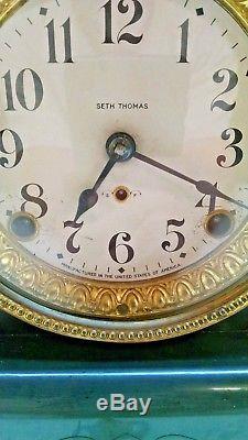 Antique Seth Thomas Adamantine Eight Columns Lions Heads 8 Day Mantle Clock