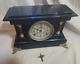 Antique Seth Thomas Adamantine Mantle Clock Black Green Marble With Key