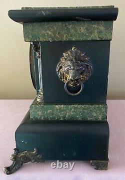 Antique Seth Thomas Adamantine Mantle Clock Green Faux Marble 9/7/1880 RUNS