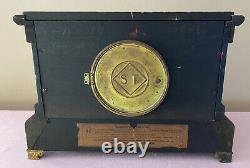 Antique Seth Thomas Adamantine Mantle Clock Green Faux Marble 9/7/1880 RUNS