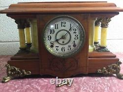 Antique Seth Thomas Adamantine Mantle Clock Maple Light Color Wood Not Working