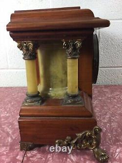 Antique Seth Thomas Adamantine Mantle Clock Maple Light Color Wood Not Working