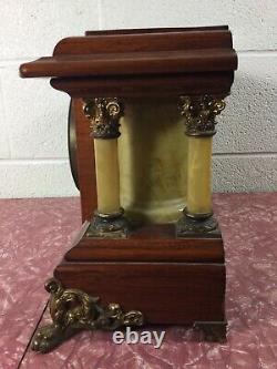 Antique Seth Thomas Adamantine Mantle Clock Maple Light Color Wood Not Working