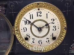 Antique Seth Thomas Adamantine Mantle Clock PARTS REPAIR Key Pendulum Included