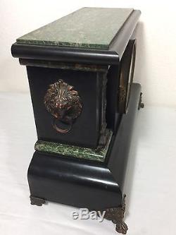 Antique Seth Thomas Adamantine Mantle Clock PARTS REPAIR Key Pendulum Included