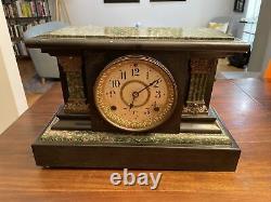 Antique Seth Thomas Adamantine Mantle Clock, Pillars, RARE, #102 with Key