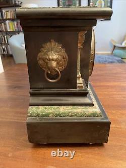 Antique Seth Thomas Adamantine Mantle Clock, Pillars, RARE, #102 with Key