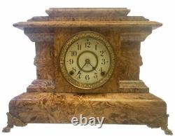 Antique Seth Thomas Adamantine Mantle Clock Rare Brown Marble Finish Excellent