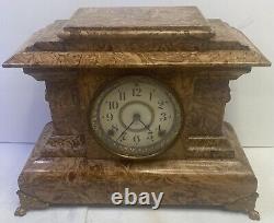 Antique Seth Thomas Adamantine Mantle Clock Rare Brown Marble Finish Excellent