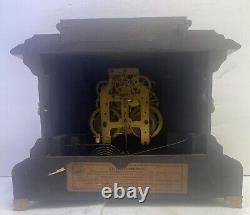 Antique Seth Thomas Adamantine Mantle Clock Rare Brown Marble Finish Excellent