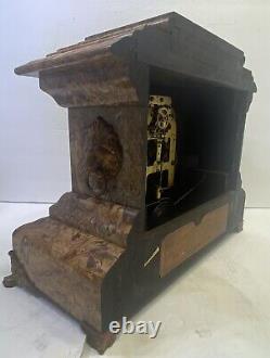 Antique Seth Thomas Adamantine Mantle Clock Rare Brown Marble Finish Excellent