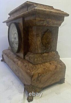 Antique Seth Thomas Adamantine Mantle Clock Rare Brown Marble Finish Excellent