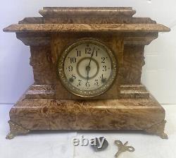 Antique Seth Thomas Adamantine Mantle Clock Rare Brown Marble Finish Excellent