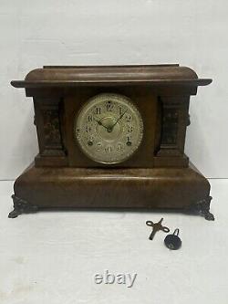 Antique Seth Thomas Adamantine Mantle Clock Rare Brown Marble Finish Excellent