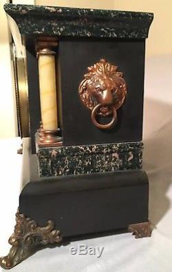 Antique Seth Thomas Adamantine Mantle Clock Six Column Brass & Copper Trim