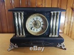 Antique Seth Thomas Adamantine Mantle Clock with Pendulum and Key Working