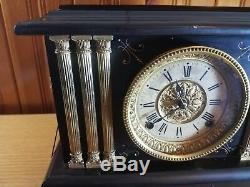 Antique Seth Thomas Adamantine Mantle Clock with Pendulum and Key Working