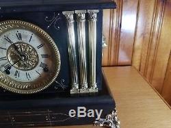 Antique Seth Thomas Adamantine Mantle Clock with Pendulum and Key Working