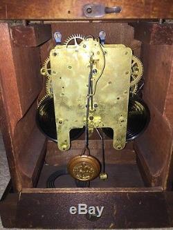 Antique Seth Thomas Adamantine Shelf Clock Serviced Perfect Original Glass Pendu