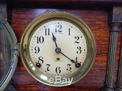 Antique Seth Thomas Adamantine wood pillar mantel clock Art Deco Neoclassical
