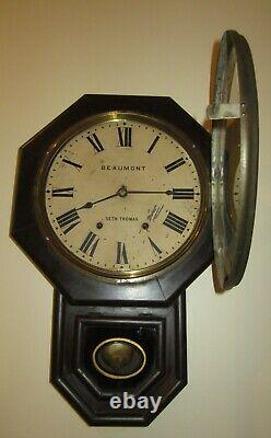 Antique Seth Thomas Advertising Wall Regulator Clock 8-Day, Time/Strike -Store#1