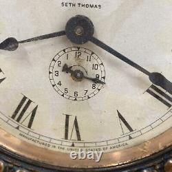 Antique Seth Thomas Alarm Victorian Metal Mantle Desk Clock As Is