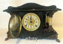 Antique Seth Thomas American Mantle Clock Lion Foot Chime Crown 11 Jewel Pt. 1880