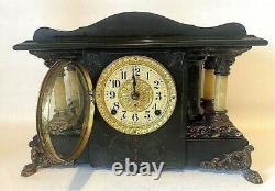 Antique Seth Thomas American Mantle Clock Lion Foot Chime Crown Greek Revival