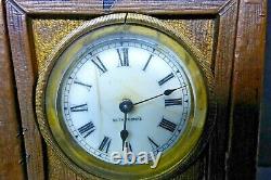 Antique Seth Thomas Arts & Crafts Brass Desk Clock, Porcelain