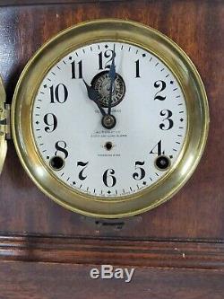 Antique Seth Thomas Automatic 8 Day Long Alarm Clock Mantle c1908