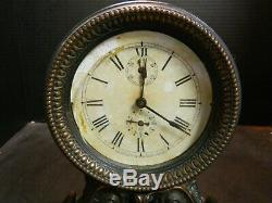 Antique Seth Thomas Automatic 8 Day Long Alarm Copper Shelf / Mantle Clock F-G