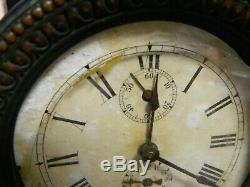 Antique Seth Thomas Automatic 8 Day Long Alarm Copper Shelf / Mantle Clock F-G