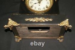 Antique Seth Thomas Automatic Alarm 8 Eight Day Long Mantel Clock Green Marble