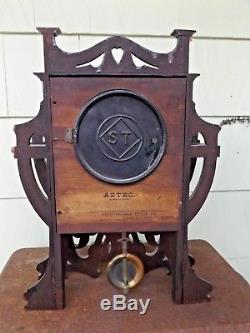 Antique Seth Thomas Aztec Mantle Shelf Parlor Clock WORKS! Pendulum & Key