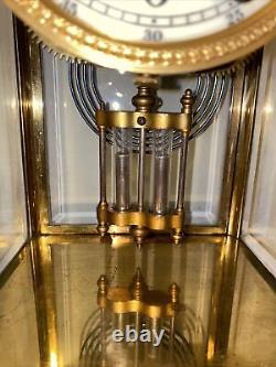 Antique Seth Thomas Beveled Glass Brass Mantle Clock With Mercury Pendulum