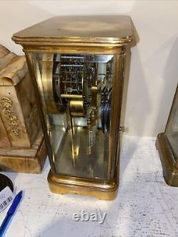 Antique Seth Thomas Beveled Glass Brass Mantle Clock With Mercury Pendulum