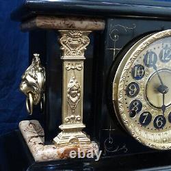 Antique Seth Thomas Black Adamantine Mantel Clock 1893 Runs Nicely Time & Strike