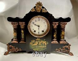 Antique Seth Thomas Black Adamantine Mantel Clock- Mexico Model