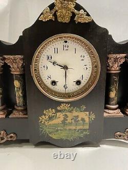 Antique Seth Thomas Black Adamantine Mantel Clock- Mexico Model
